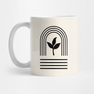 Arches and plant minimal black line art on parchment Mug